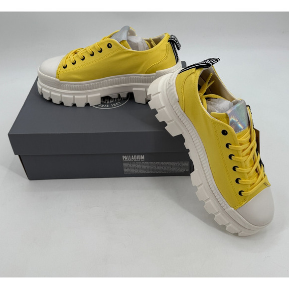 Palladium Shoes - Palladium Revolt Womens Lo TX Yellow Sneakers Platform Lug Lace UP Size 10 New